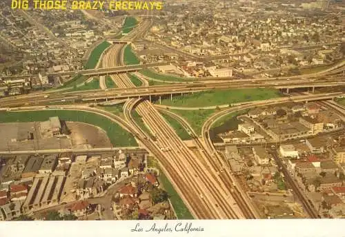 Postcard United States > CA - California > Los Angeles Freeway interchange aerial