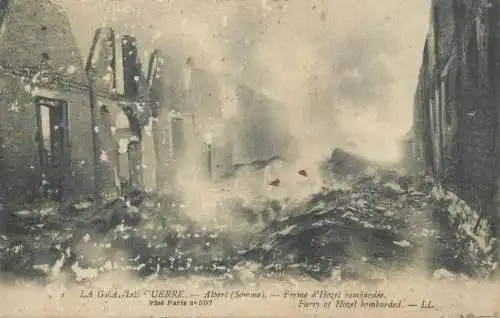 Postcard Belgium La Grande Guerre Albert Somme ferme d'hozel bombardee