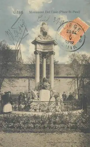 Postcard Belgium Liege monument del Cour Place St Paul
