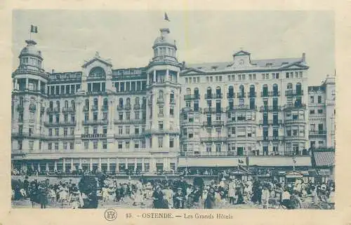 Postcard Belgium Ostende les grands Hotels