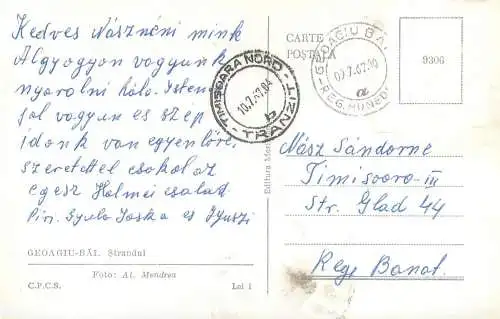 Postcard Romania Geoagiu Bai aeriana