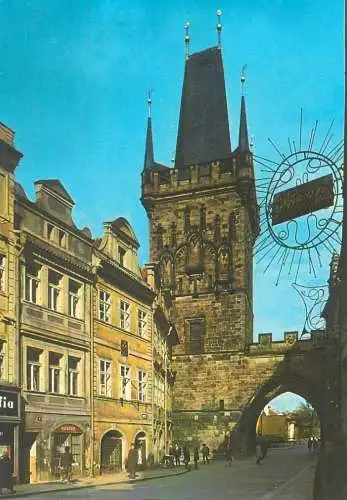 Czech Republic Prague Larger Tower of Charles Bridge in Lesser Town