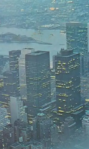 USA New York Manhattan Island skyline and Hudson river nocturnal view