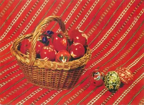 Easter greetings painted eggs basket