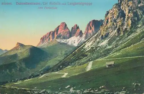 Postcard Italy Sudtirol Dolomitentrasse Col Rodella und Langkofelgruppe