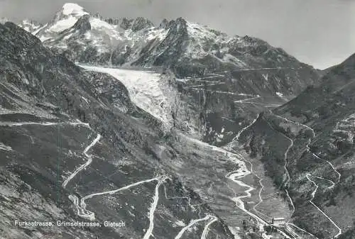 Postcard Switzerland Furkastrasse Grimselstrasse Gletsch