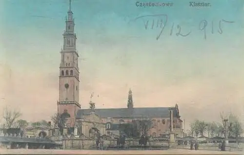 Częstochowa water damaged postcard missing back