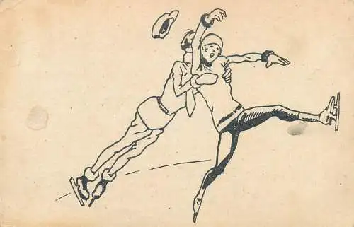 Cartolina da dipingere con modeli a colori ice skaters caricature