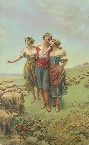 Mastroianni fine art damage postcard missing back