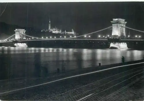 Hungary Budapest Chain Bridge nocturnal view