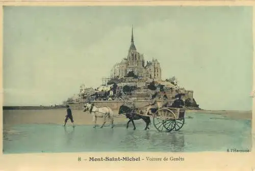Postcard France Mont Saint Michel voiture de Genets