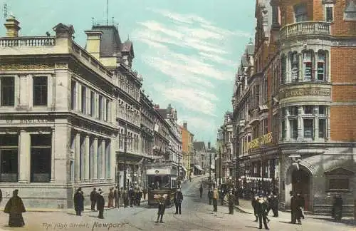 Postcard UK England Newport high street tram