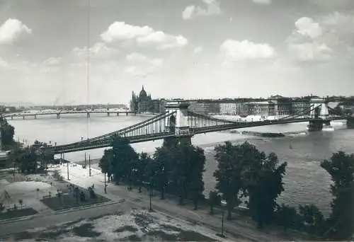 Hungary Budapest Chain Bridge and Danube view