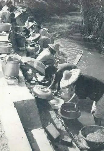 Taiwan ethnic types and scenes people washing clothes at the river