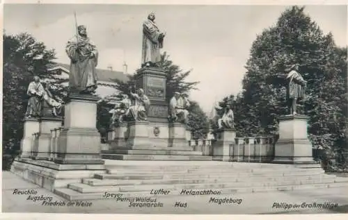 Postcard Germany monument statues Philipp der Grossmutige