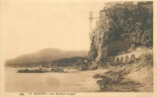 Postcard France Menton les Rochers rouges