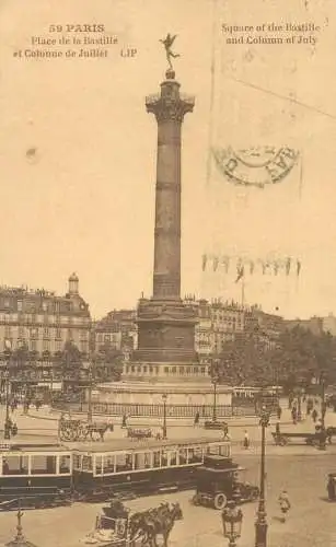 Postcard France Paris place de la Bastille tram