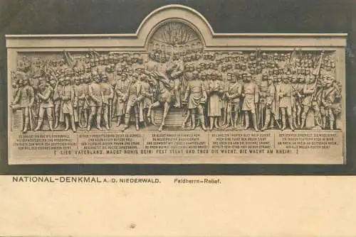 Postcard Germany National Denkmal Niederwald Feldherrn relief