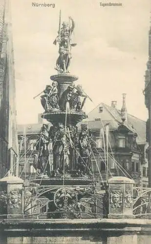 Postcard Germany Nurnberg fountain