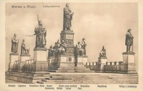 Postcard Germany Worms a Rhein Lutherdenkmal
