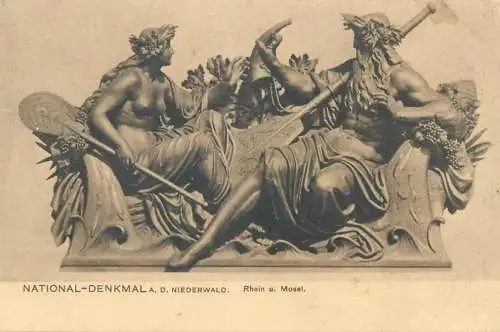Postcard Germany Niederwald Rhein u Mosel national denkmal