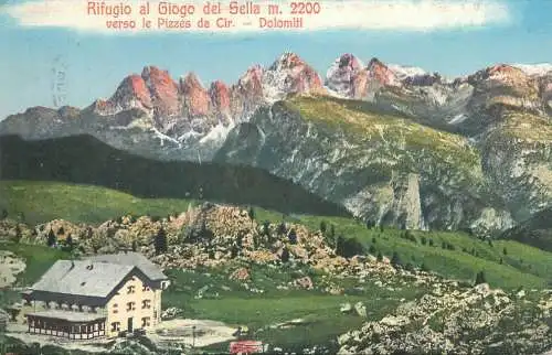 Postcard Italy Rifugioal Giogo del Sella Dolomiti