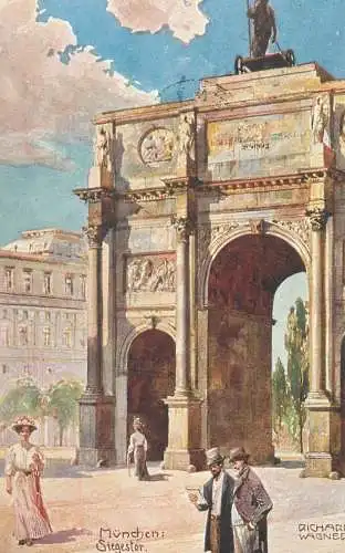 Postcard Germany Munchen Siegestor Richard Wagner