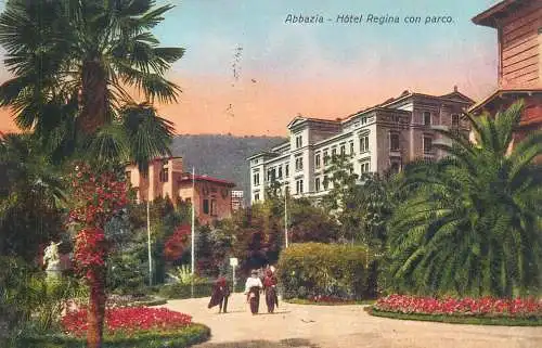 Postcard Italy Abbazia Hotel Regina con parco