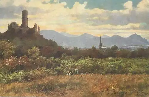 Postcard Germany Ruine Godesberg und das Siebengebirge