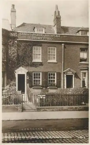 Postcard UK England Portsmouth Charles Dickens birthplace