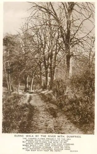 Postcard UK England Burns poem Walk by the river Nith Dumfries