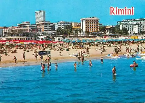 Italy Rimini Alberghi e spiaggia visti dal mare