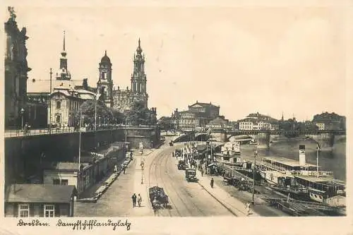 Postcard Germany Dresden harbour view
