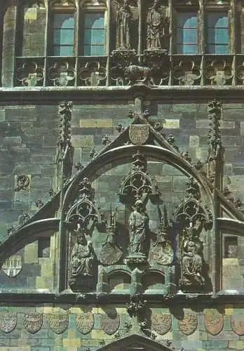 Czech Republic Prague Charles IV, Wenceslas IV & the Bohemian Patron Saint on the Old Town Tower Bridge detail aspect