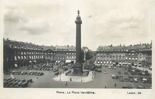 Postcard France Paris la place Vendome 1937