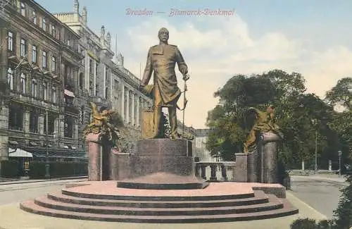 Postcard Germany Dresden statue