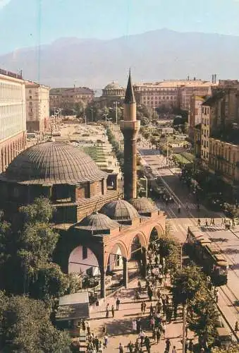 Bulgaria Sofia "G. Dimitrov" boulevard tramway aerial view
