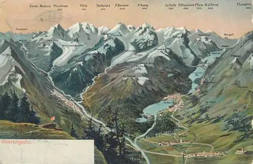 Postcard Switzerland Oberengadin mountain