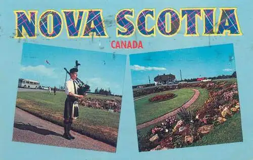 Canada Nova Scotia multi view - Piper's welcome at  the gateway to Nova Scotia at Amherst