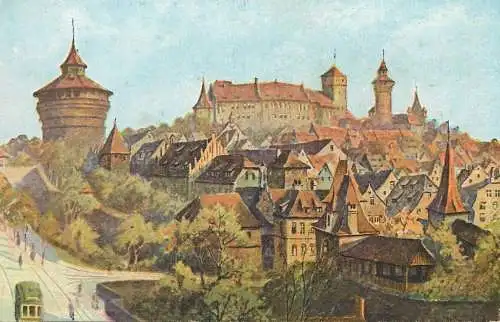 Postcard Germany Nurnberg Hallertorpanorama