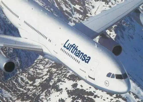 Postcard greetings card transportation airplane Lufthansa Airbus A340-200
