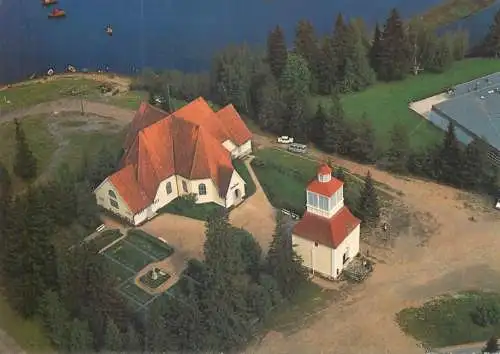 Postcard Finland Haukipudas church aerial