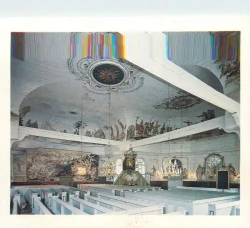 Postcard Finland the church of Haukipudas paintings by Michael Toppelius