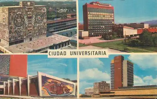 Postcard Mexico Ciudad Universitaria multi view