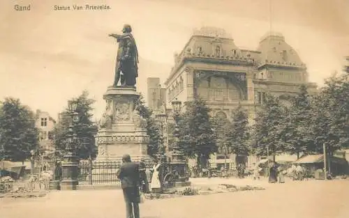 Postcard Belgium Gand statue Van Artevelde