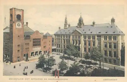 Postcard Netherlands Noord-Holland Amsterdam Beursplein met effecten en Koopmansbeurs