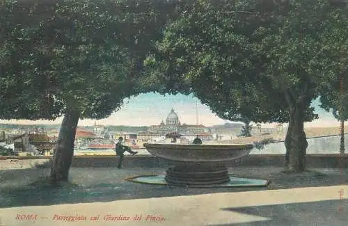 Postcard Italy Rome passegiata sul Giardino del Pincio