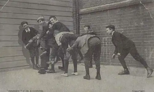 Postcard UK England children playing Warney I'm a coming