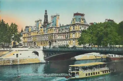 Postcard France Paris l'Hotel de ville et le Pont d'Arcole