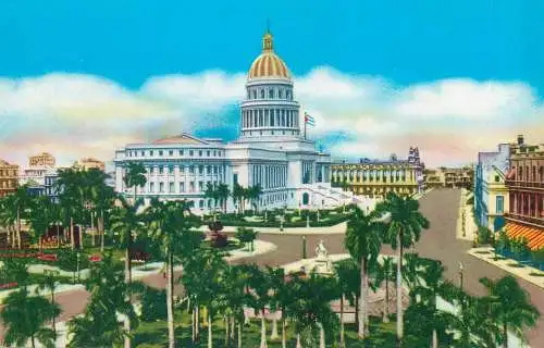 Postcard Cuba Havana parque de la Fraternidad y Capitolio